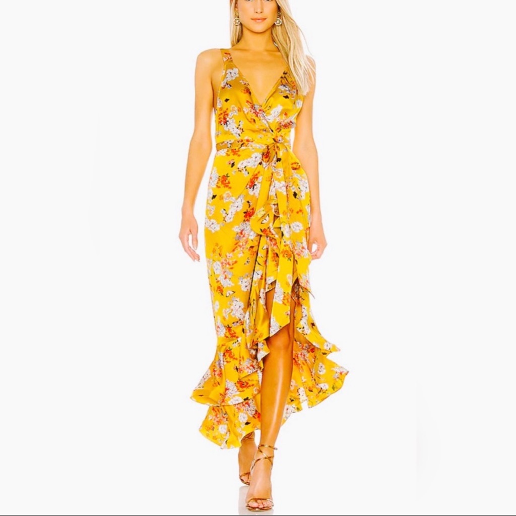 Bronx & Banco Narciss Midi Wrap Ruffle Dress